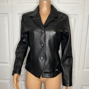 Silver Jeans Soft Black Leather Button Up Jacket M